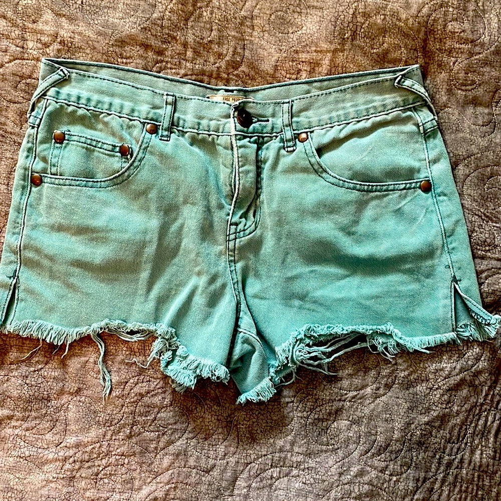 Free People Green Jean Shorts size 28